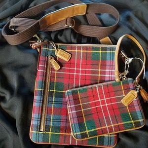 Coach Plaid Tartan Crossbody & Wristlet